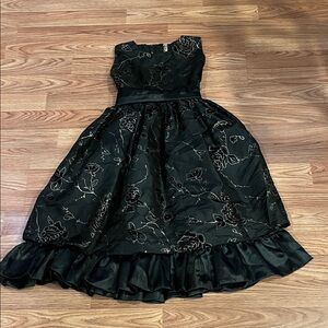 Lily Rose Black Floral Kids Formal Dress